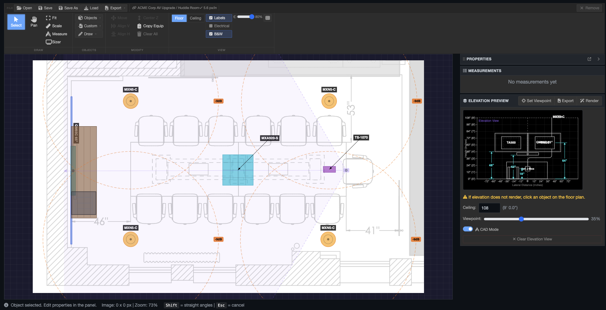 Draw and Measure tool with floor plan layout